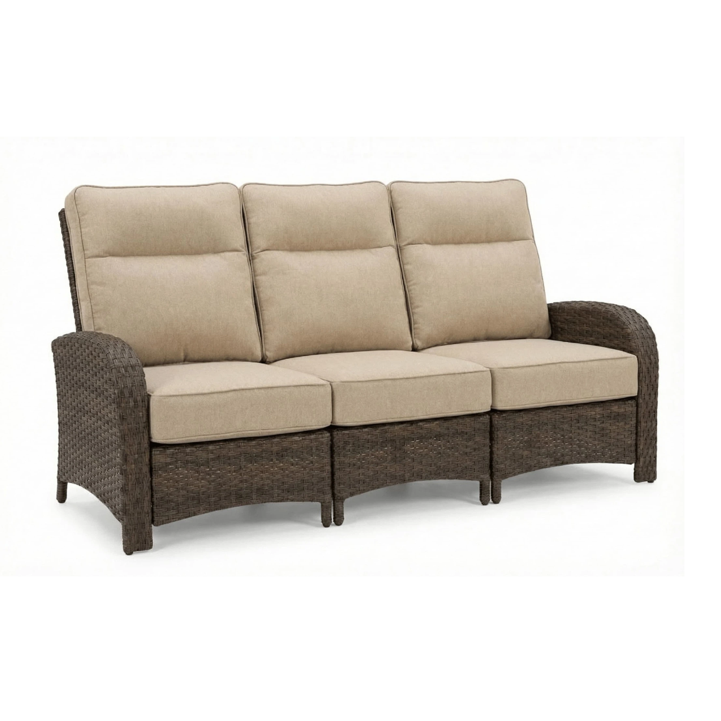 1PC Patio Wicker Loveseat Sofa, Beige